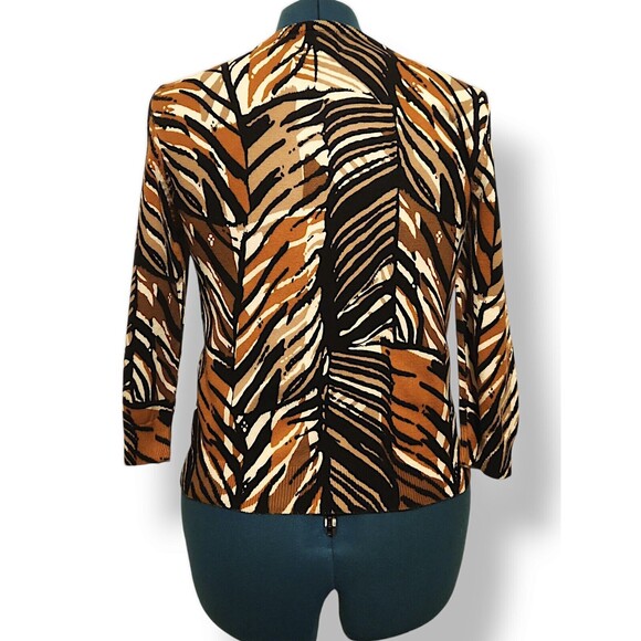 RUBY RD Women's Petite Large Tropical Safari print Button Cardigan, 3/4 sleeve - Picture 5 of 5